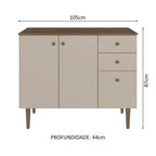 Balcão Gabinete 3 Portas 2 Gavetas Rustic/Crema Gourmet Madesa