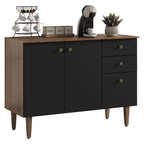 Balcão Gabinete 3 Portas 2 Gavetas Rustic/Preto Gourmet Madesa