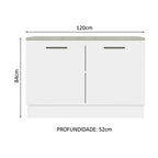 Balcão Cozinha 2 Portas (Com Tampo) Branco Agata Madesa