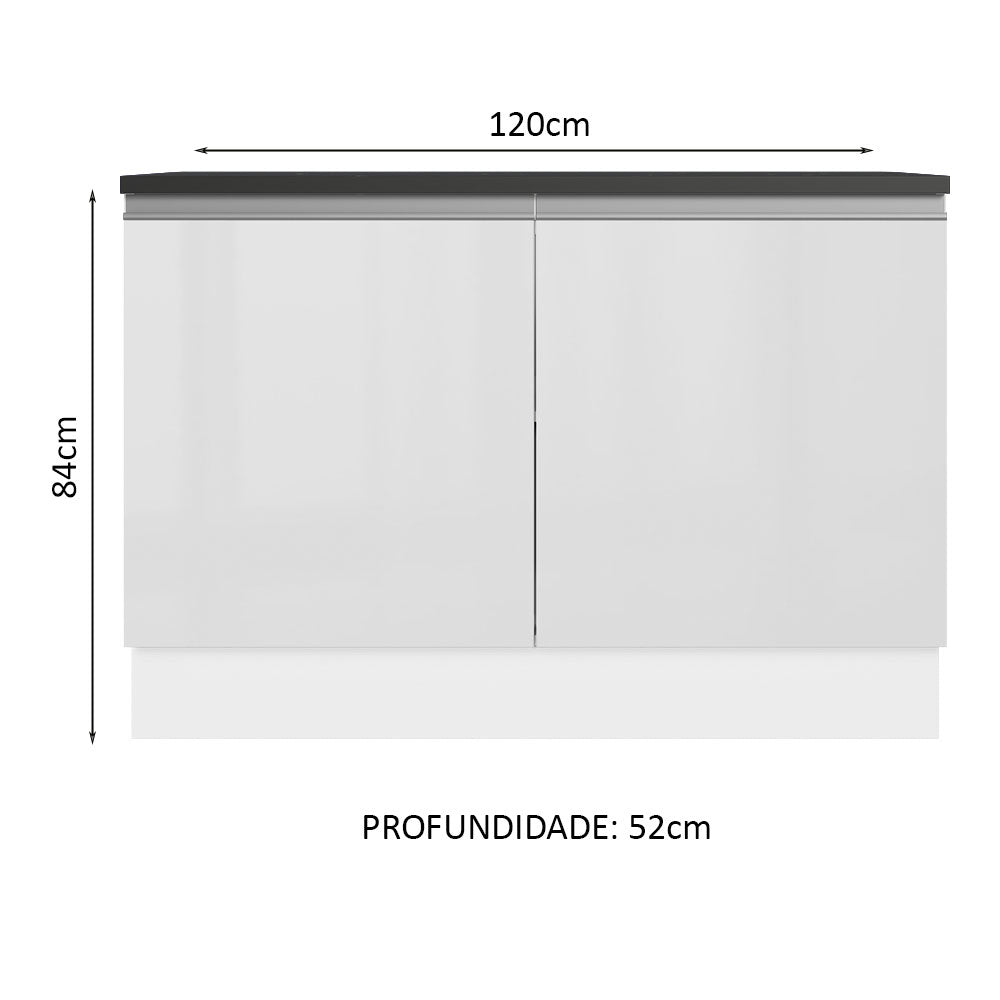 Balcão Cozinha 100% MDF 120 cm 2 Portas Branco Acordes Madesa