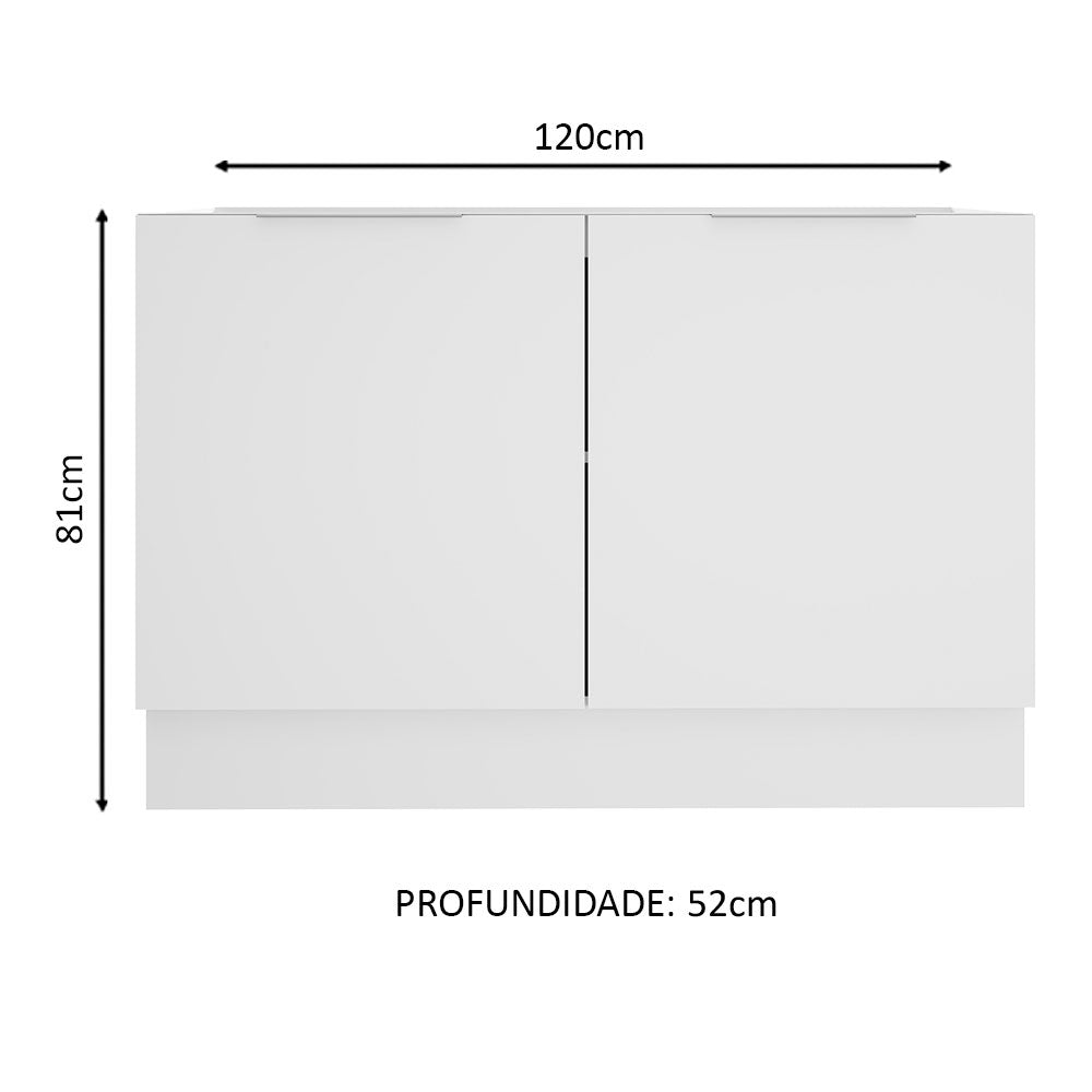 Balcão Gabinete de Pia Madesa Stella 2 Portas (Sem Tampo e Pia) Branco