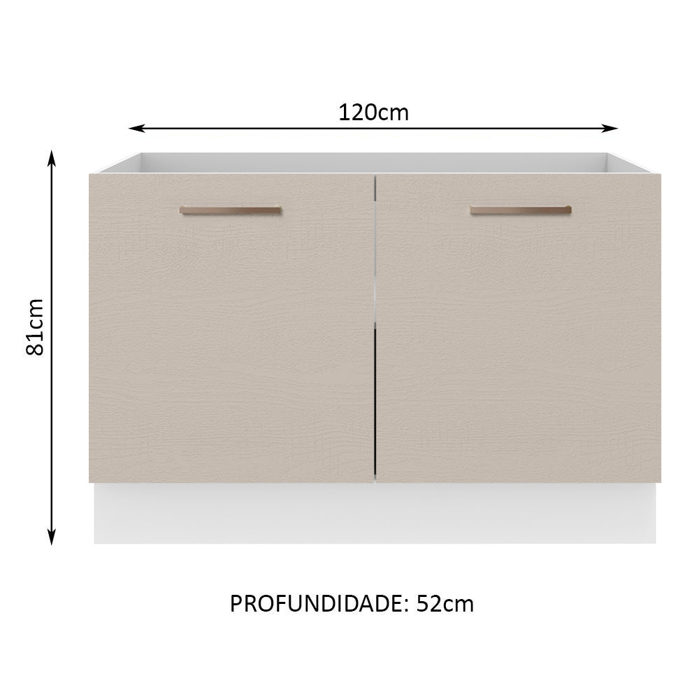 Balcão Gabinete de Pia 2 Portas Branco/Crema Agata Madesa