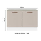 Balcão Cozinha 2 Portas (Com Tampo) Branco/Crema Agata Madesa