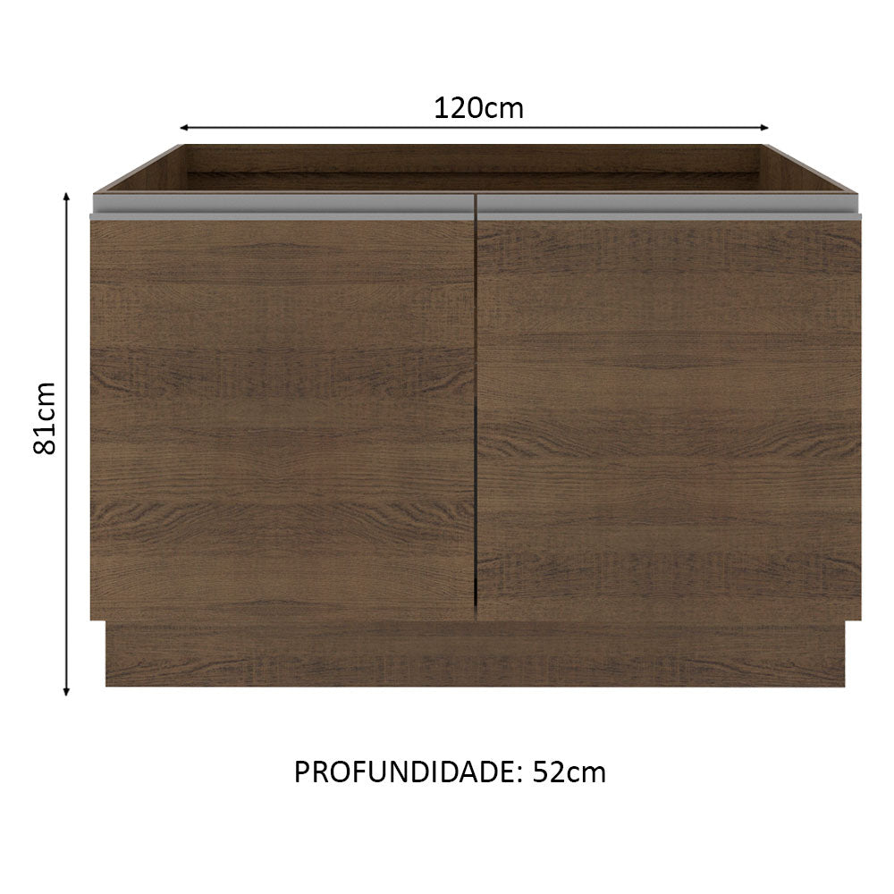 Balcão Gabinete de Pia Madesa Glamy 120 cm 2 Portas (Sem Tampo e Pia) Rustic