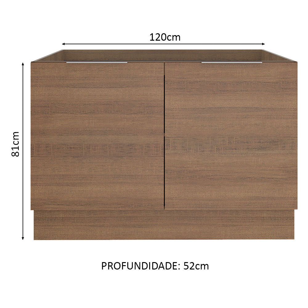 Balcão Gabinete de Pia Madesa Stella 2 Portas (Sem Tampo e Pia) Rustic
