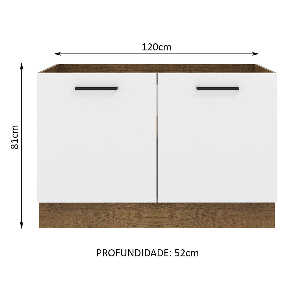 Balcão de Pia Madesa Agata 2 Portas Rustic/Branco