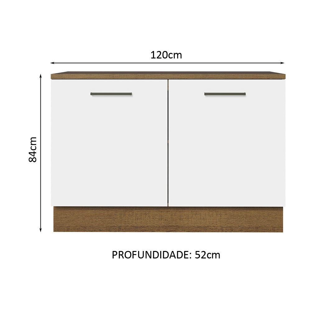 Balcão Cozinha 2 Portas (Com Tampo) Rustic/Branco Agata Madesa