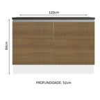 Balcão Cozinha 100% MDF 120 cm 2 Portas Branco/Rustic Acordes Madesa