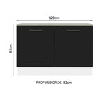 Balcão Cozinha 2 Portas (Com Tampo) Branco/Preto Agata Madesa