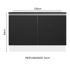 Balcão Cozinha 100% MDF 120 cm 2 Portas Branco/Preto Acordes Madesa