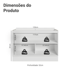 Balcão Gabinete de Pia 120 cm 2 Portas (Sem Tampo) Branco/Preto Lux Madesa