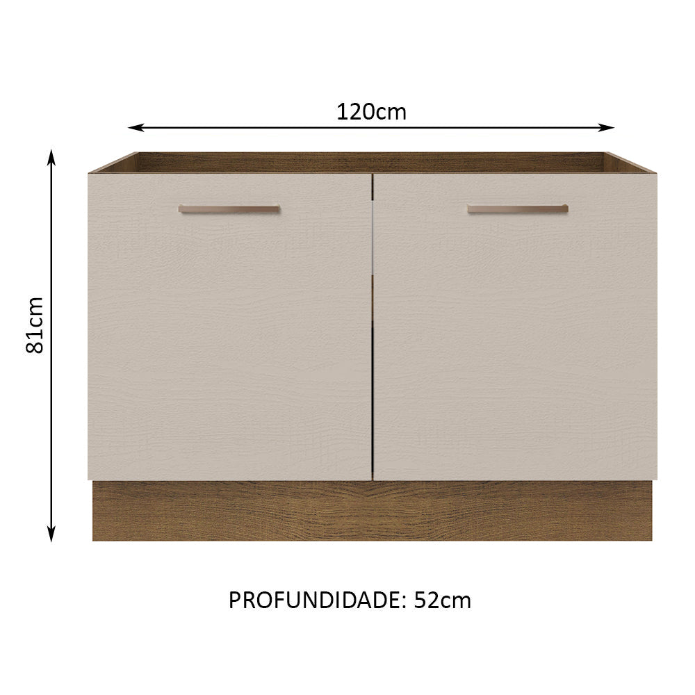 Balcão Gabinete de Pia 2 Portas Rustic/Crema Agata Madesa