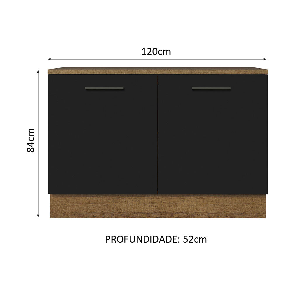 Balcão Cozinha 2 Portas (Com Tampo) Rustic/Preto Agata Madesa