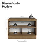 Balcão de Cozinha 120 cm 2 Portas Rustic/Preto Lux Madesa