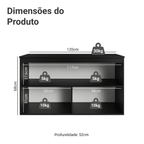 Balcão de Cozinha 120 cm 2 Portas Suspenso Preto Nice Madesa