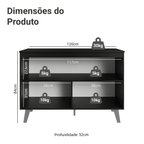 Balcão de Cozinha 120 cm 2 Portas Com Pés Preto Nice Madesa
