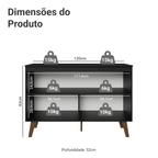 Balcão de Cozinha com 2 Portas 120 cm Preto Pieta Madesa