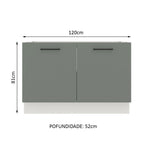 Balcão Gabinete de Pia Madesa Agata 2 Portas (Sem Tampo e Pia) Branco/Cinza