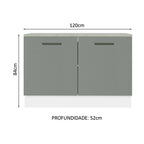 Balcão Cozinha 2 Portas (Com Tampo) Branco/Cinza Agata Madesa