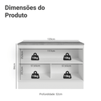 Balcão de Cozinha 120 cm 2 Portas Branco/Cinza Vik Madesa
