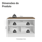 Balcão de Cozinha 120 cm 2 Portas Branco Tampo Rustic Agata Madesa