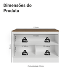 Balcão de Cozinha 120 cm 2 Portas Branco Tampo Rustic Vik Madesa