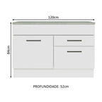 Balcão Cozinha 1 Porta e 2 Gavetas (Com Tampo) Branco Agata Madesa