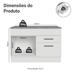 Balcão Cozinha 1 Porta e 2 Gavetas (Com Tampo) Branco Agata Madesa