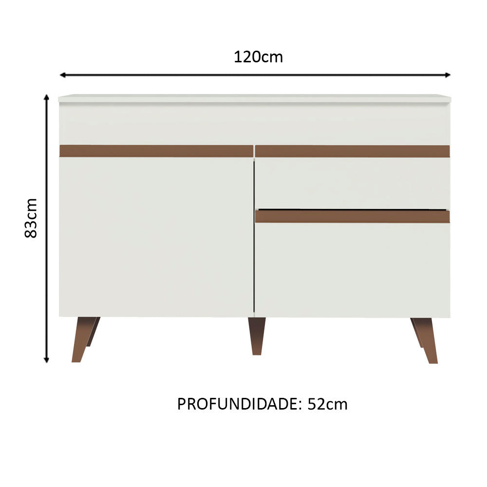 Balcão Gabinete de Pia Madesa Reims 2 Portas e 1 Gaveta Branco