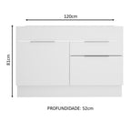 Balcão Gabinete de Pia Madesa Stella 1 Porta e 2 Gavetas (Sem Tampo e Pia) Branco