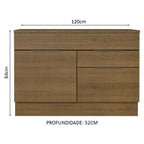 Balcão Gabinete 120 cm 1 Portas e 2 Gavetas (Com Tampo) Rustic Stella Madesa