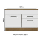 Balcão Cozinha 1 Porta e 2 Gavetas (Com Tampo) Rustic/Branco Agata Madesa