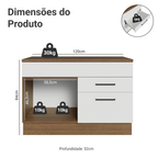 Balcão Cozinha 1 Porta e 2 Gavetas (Com Tampo) Rustic/Branco Agata Madesa