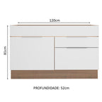 Balcão Gabinete de Pia Madesa Stella 1 Porta e 2 Gavetas (Sem Tampo e Pia) Rustic/Branco