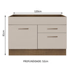 Balcão Gabinete de Pia 1 Porta e 2 Gavetas Rustic/Crema Agata Madesa