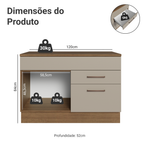 Balcão Cozinha 1 Porta e 2 Gavetas (Com Tampo) Rustic/Crema Agata Madesa