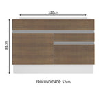 Balcão Gabinete de Pia Madesa Glamy 120 cm 1 Porta 2 Gavetas (Sem Tampo e Pia) Branco/Rustic