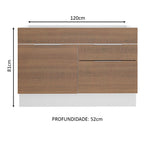 Balcão Gabinete de Pia Madesa Stella 1 Porta e 2 Gavetas (Sem Tampo e Pia) Branco/Rustic