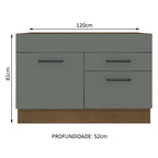 Balcão Gabinete de Pia Madesa Agata 1 Porta e 2 Gavetas (Sem Tampo e Pia) Rustic/Cinza