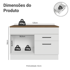 Balcão de Cozinha 120 cm 2 Portas 1 Gaveta Branco Tampo Rustic Agata Madesa