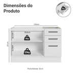 Balcão de Pia Madesa Agata 2 Portas e 3 Gavetas Branco