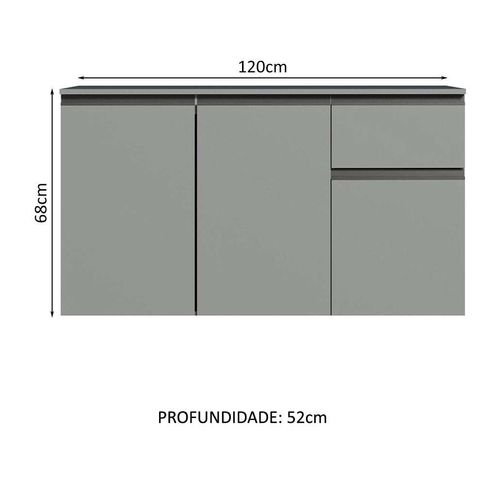Balcão de Pia 3 Portas 1 Gaveta Suspenso Cinza Nice Madesa