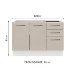 Balcão Gabinete de Pia 2 Portas e 3 Gavetas Branco/Crema Agata Madesa