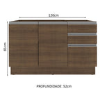 Balcão Gabinete de Pia Madesa Glamy 120 cm 2 Portas e 3 Gavetas (Sem Tampo e Pia) Rustic