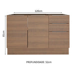 Balcão Gabinete de Pia Madesa Stella 2 Portas e 3 Gavetas (Sem Tampo e Pia) Rustic