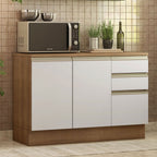 Balcão Madesa Glamy 120 cm 2 Portas e 3 Gavetas (Com Tampo) Rustic/Branco