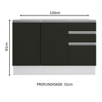 Balcão Gabinete de Pia Madesa Glamy 120 cm 2 Portas e 3 Gavetas (Sem Tampo e Pia) Branco/Preto