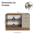 Balcão de Pia 120 cm 2 Portas 3 Gavetas (Sem Tampo) Rustic/Crema Vik Madesa