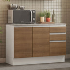 Balcão Madesa Glamy 120 cm 2 Portas e 3 Gavetas (Com Tampo) Branco/Rustic