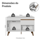 Balcão de Cozinha com 2 Portas e 1 Gaveta 120 cm Branco Pieta Madesa